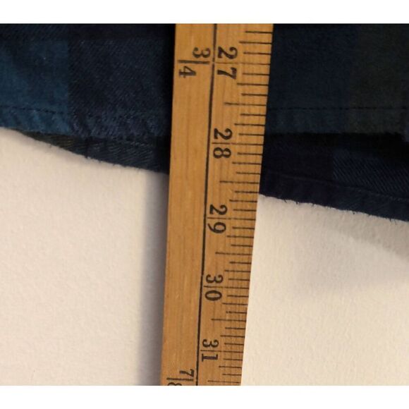 Mens Eddie Bauer Flannel Plaid Shirt Size Large Blue Green - Picture 7 of 9